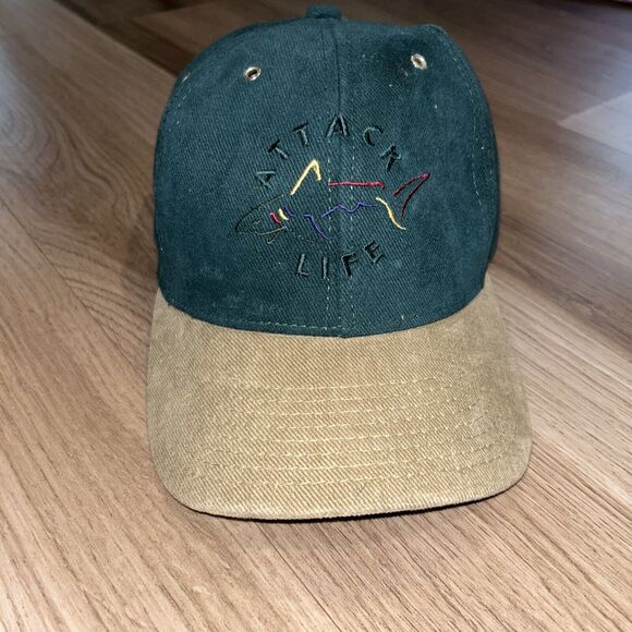 Vintage Greg Norman Shark Attack Life Strapback Hat Mens Adjustable NWOT‎ - Picture 1 of 8